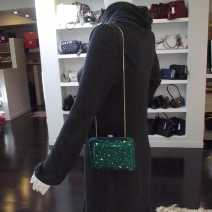 Judith Leiber Swarovski Crystal Minaudiere Monet Green 2 of 8