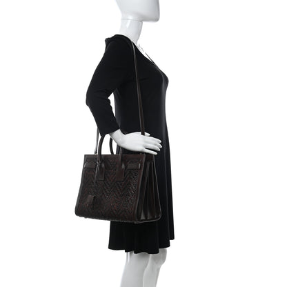 Saint Laurent Calfskin Paglia Palm Sac De Jour Brown 3 of 18