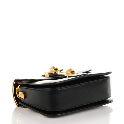 Valentino Garavani Calfskin Monochrome Striped Small B-Rockstud Flap Black Ivory 4 of 7