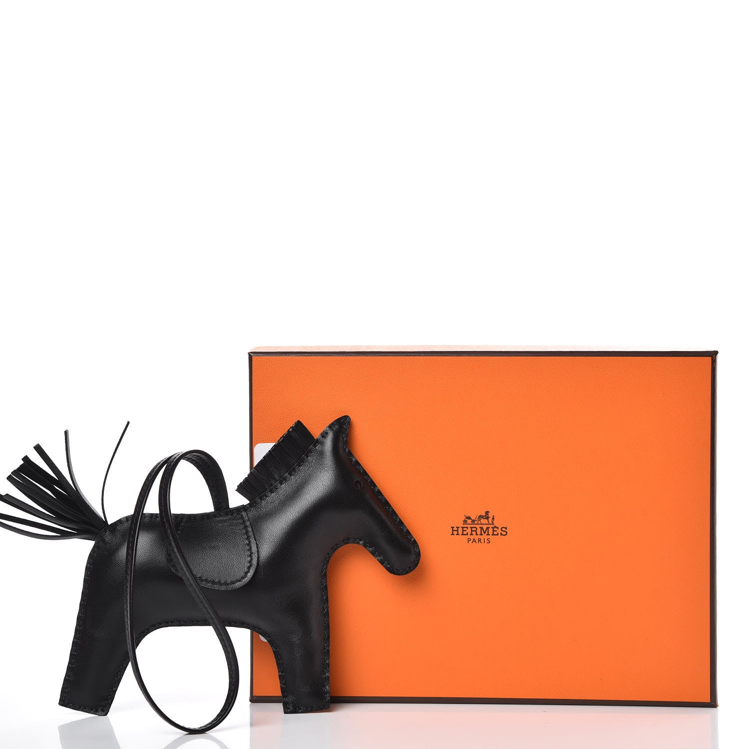 Hermes Milo Lambskin Grigri Rodeo Horse Bag Charm GM So Black 5 of 5
