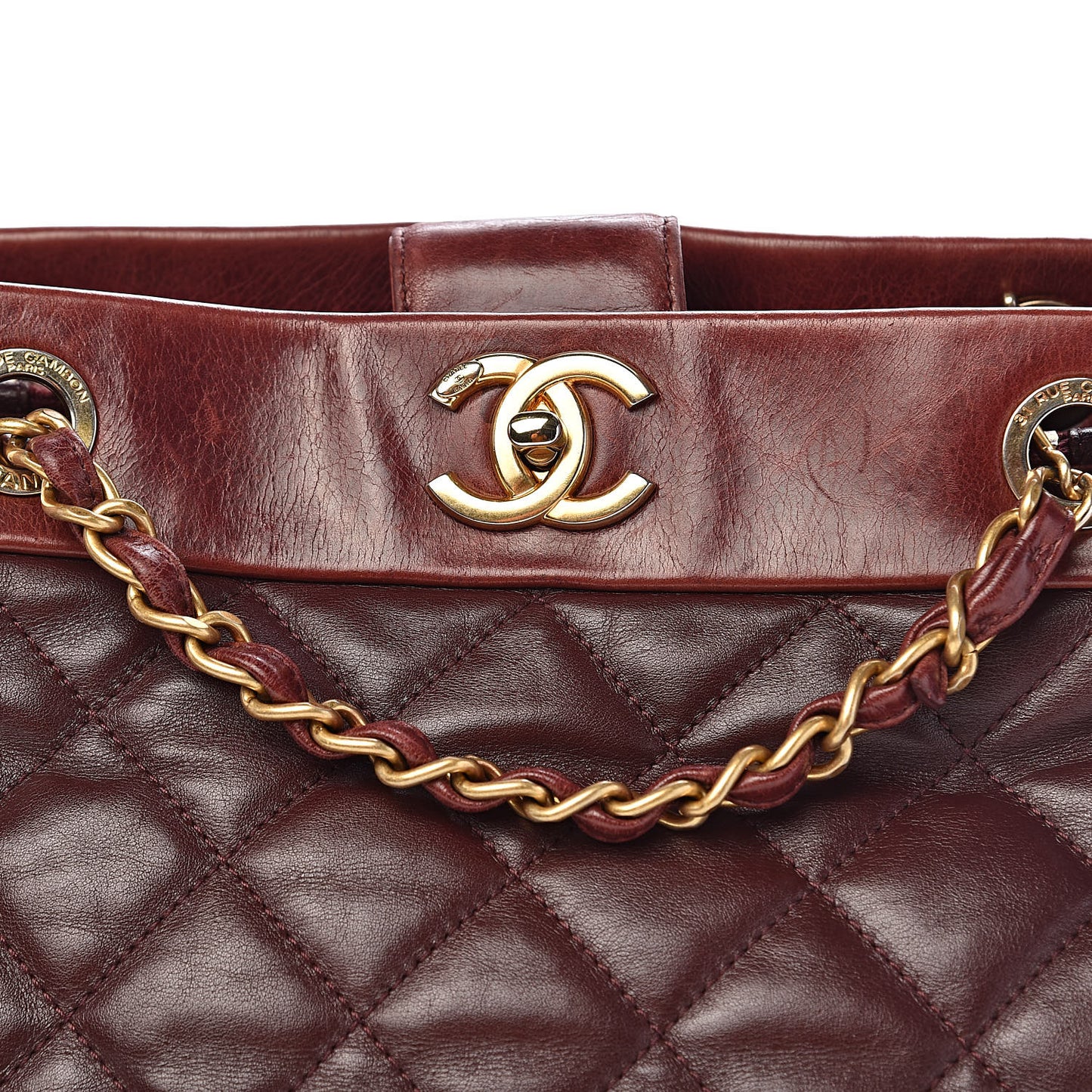 Calfskin Quilted Medium Soft Elegance Tote Burgundy