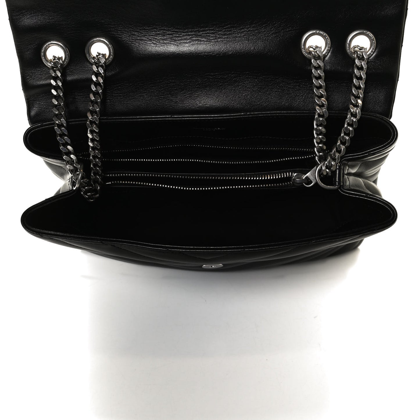 Calfskin Y Quilted Monogram Medium Loulou Chain Satchel Black