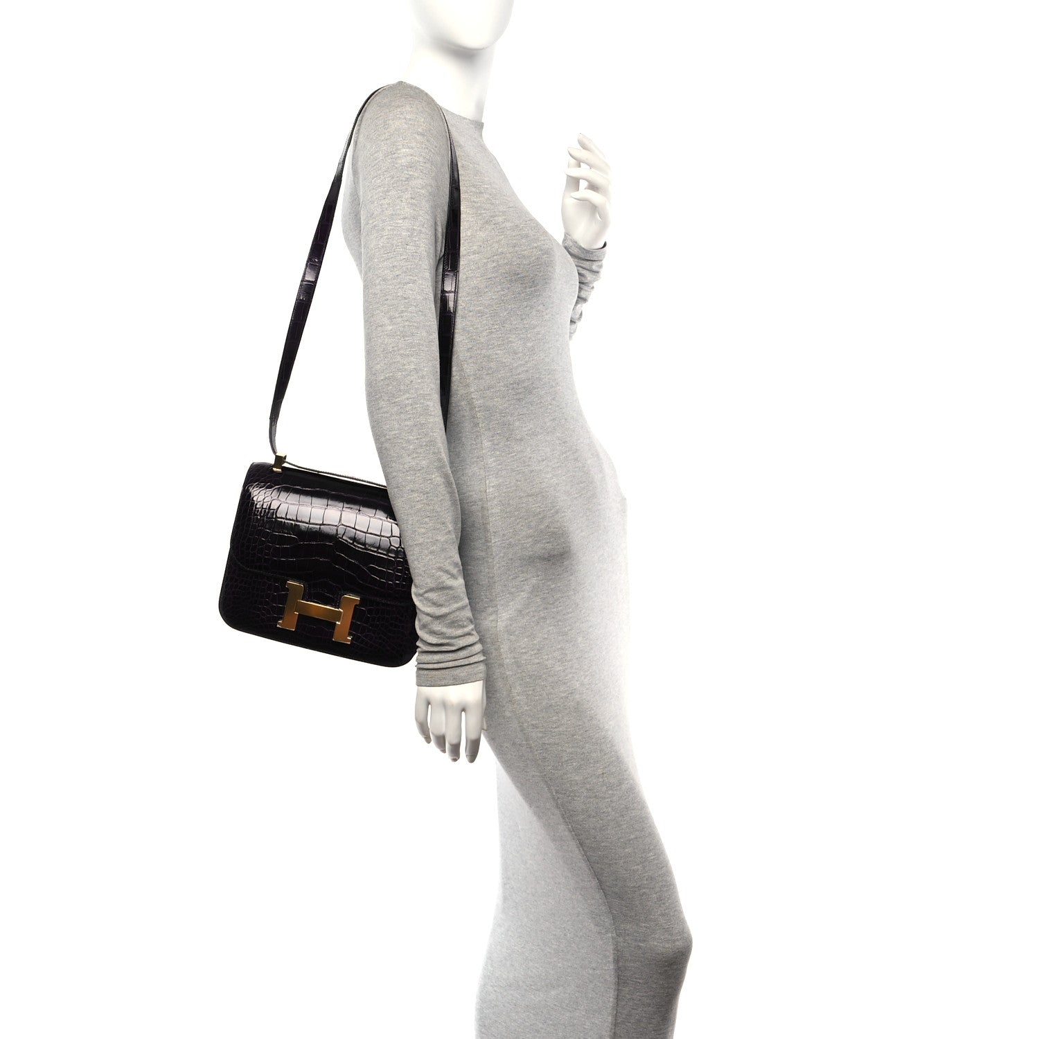 Hermes Shiny Alligator Constance 24 Aubergine 2 of 11