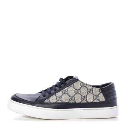 Gucci GG Supreme Monogram Calfskin Mens Low Top Sneakers 6 Blue Beige 1 of 14