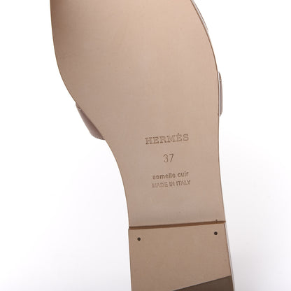 Hermes Box Calfskin Oran Sandals 37 Gold 6 of 9