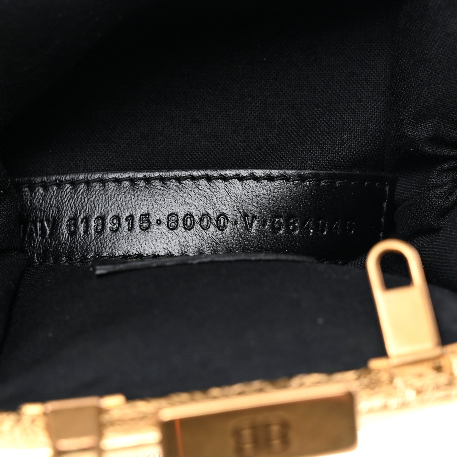 Balenciaga Metallic Textured Calfskin Logo Cloud Coin Purse With Strap Gold 7 of 11