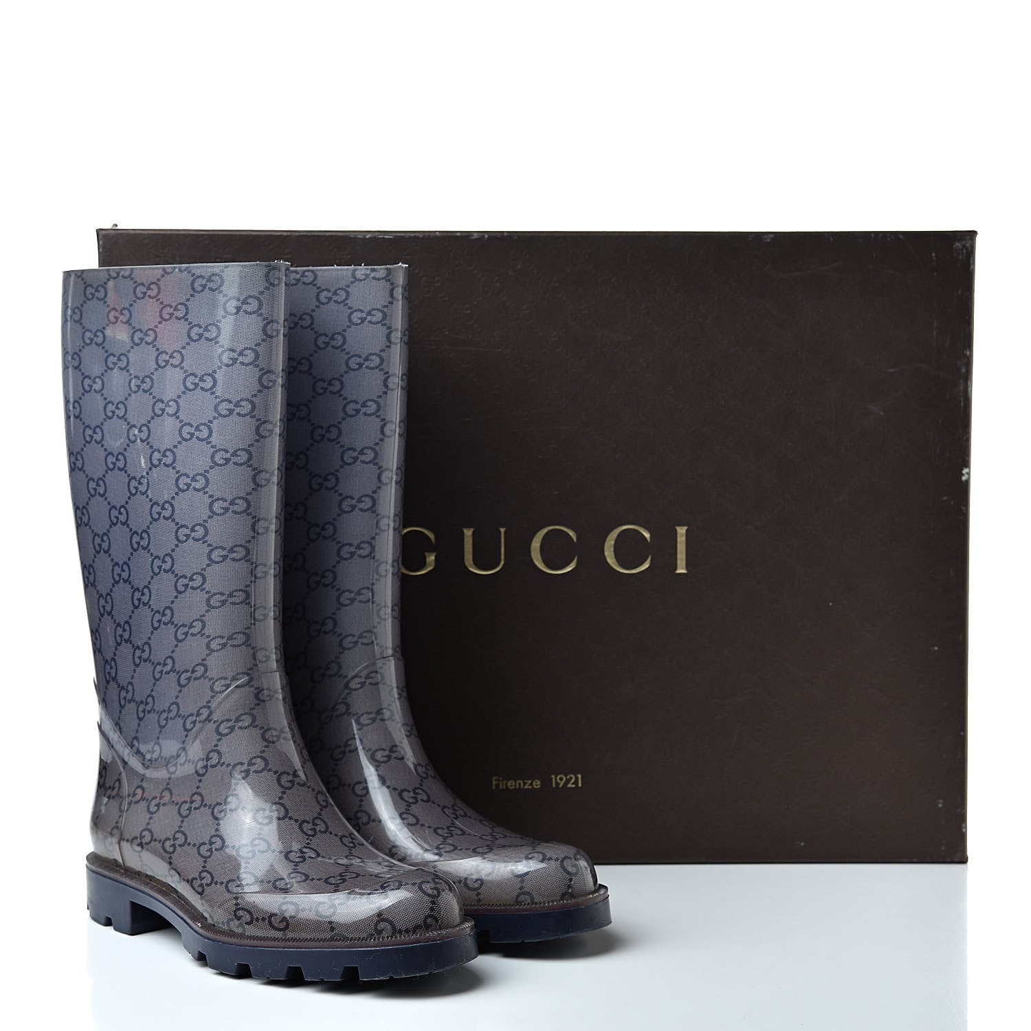 Gucci Rubber Monogram Rain Boots 37 Transparent Blue 18 of 18