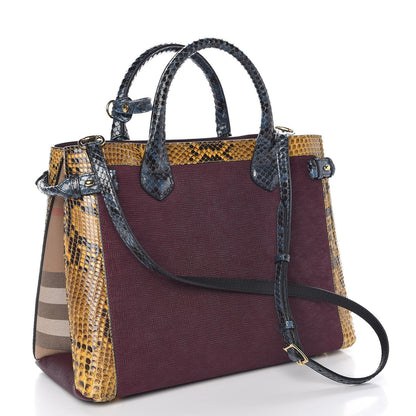 Burberry Python Grainy Calfskin House Check Medium Banner Tote Elderberry 4 of 10