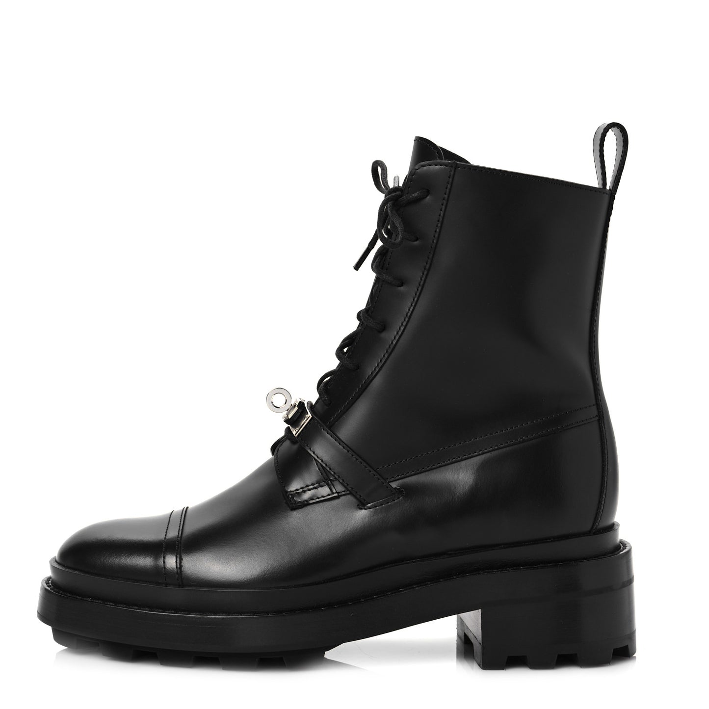 Glossed Calfskin Funk Ankle Boots 37.5 Black