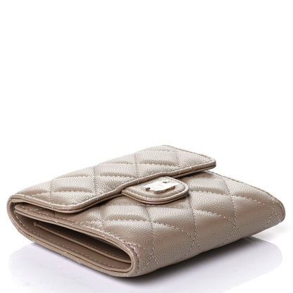 Chanel Iridescent Caviar Quilted Compact Flap Wallet Dark Beige 3 of 5