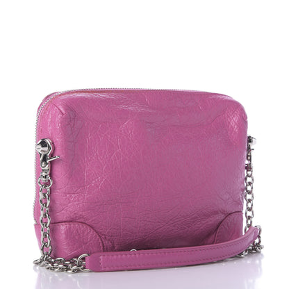Balenciaga Agneau Arena Classic Silver Hardware Pouch With A Chain Crossbody Rose Flamingo 2 of 7