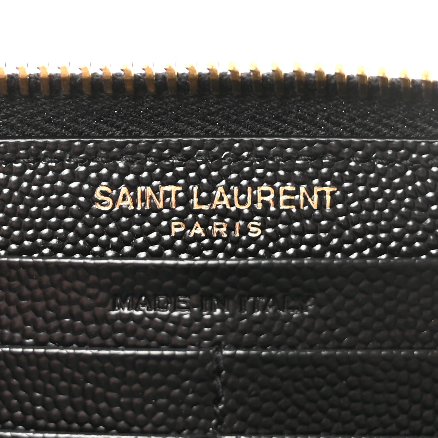 Saint Laurent Grain De Poudre Matelasse Chevron Monogram Zip Around Wallet Black 6 of 6