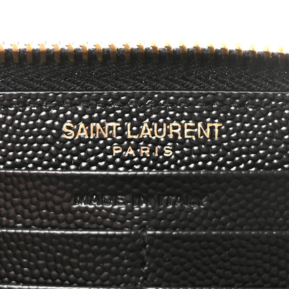 Saint Laurent Grain De Poudre Matelasse Chevron Monogram Zip Around Wallet Black 6 of 6