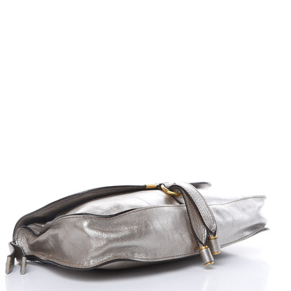 Chloe Metallic Calfskin Marcie Clutch Pewter 4 of 11