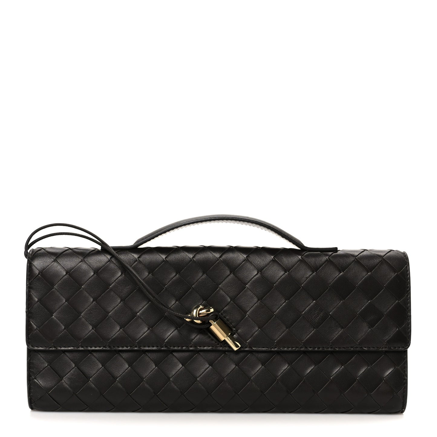 Nappa Intrecciato Long Andiamo Top Handle Clutch Fondant