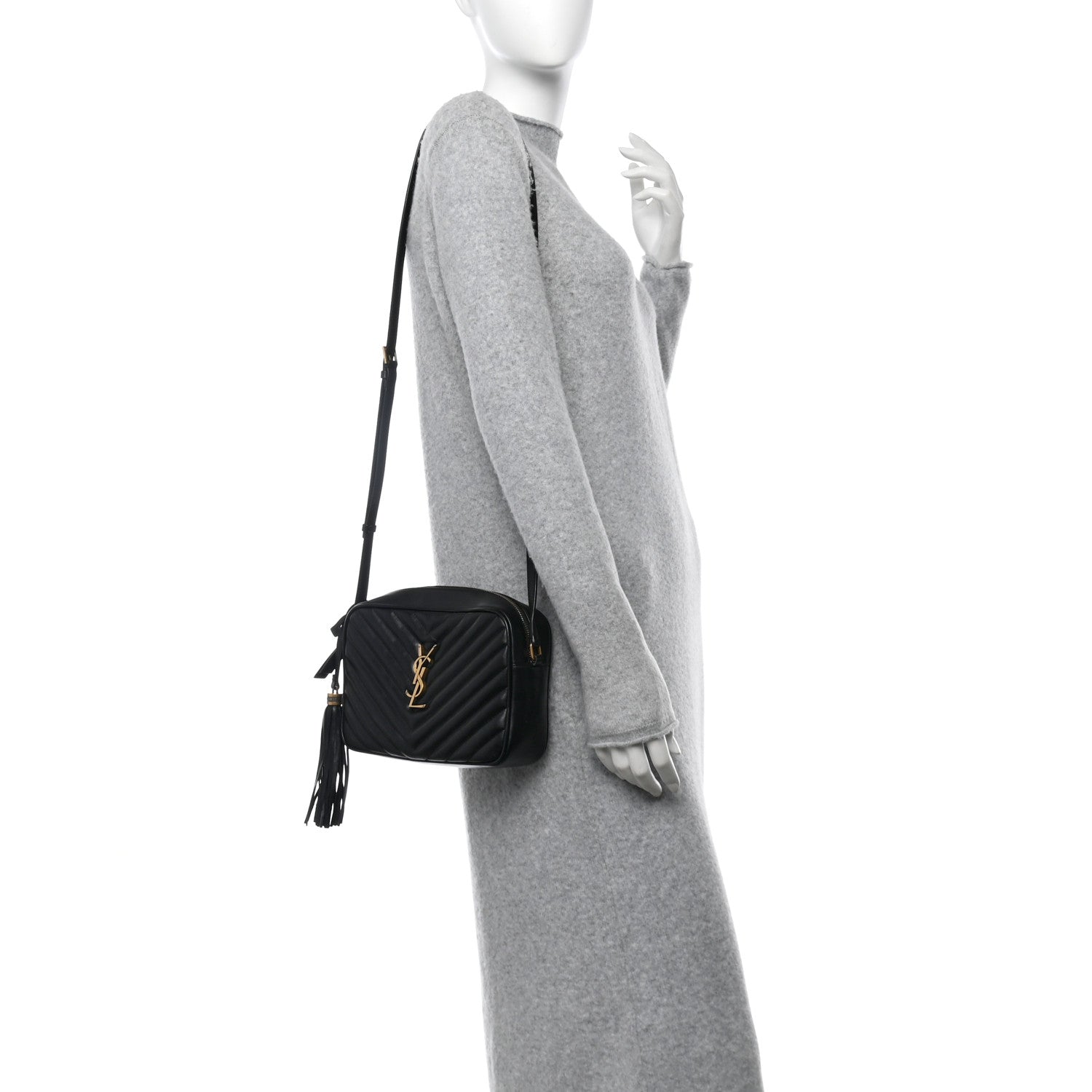 Saint Laurent Calfskin Matelasse Monogram Lou Camera Bag Black 2 of 10