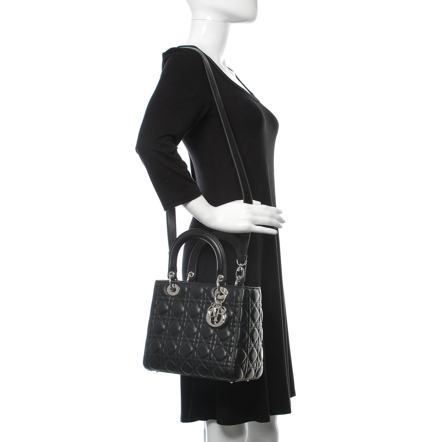 Lambskin Cannage Medium Lady Dior Black