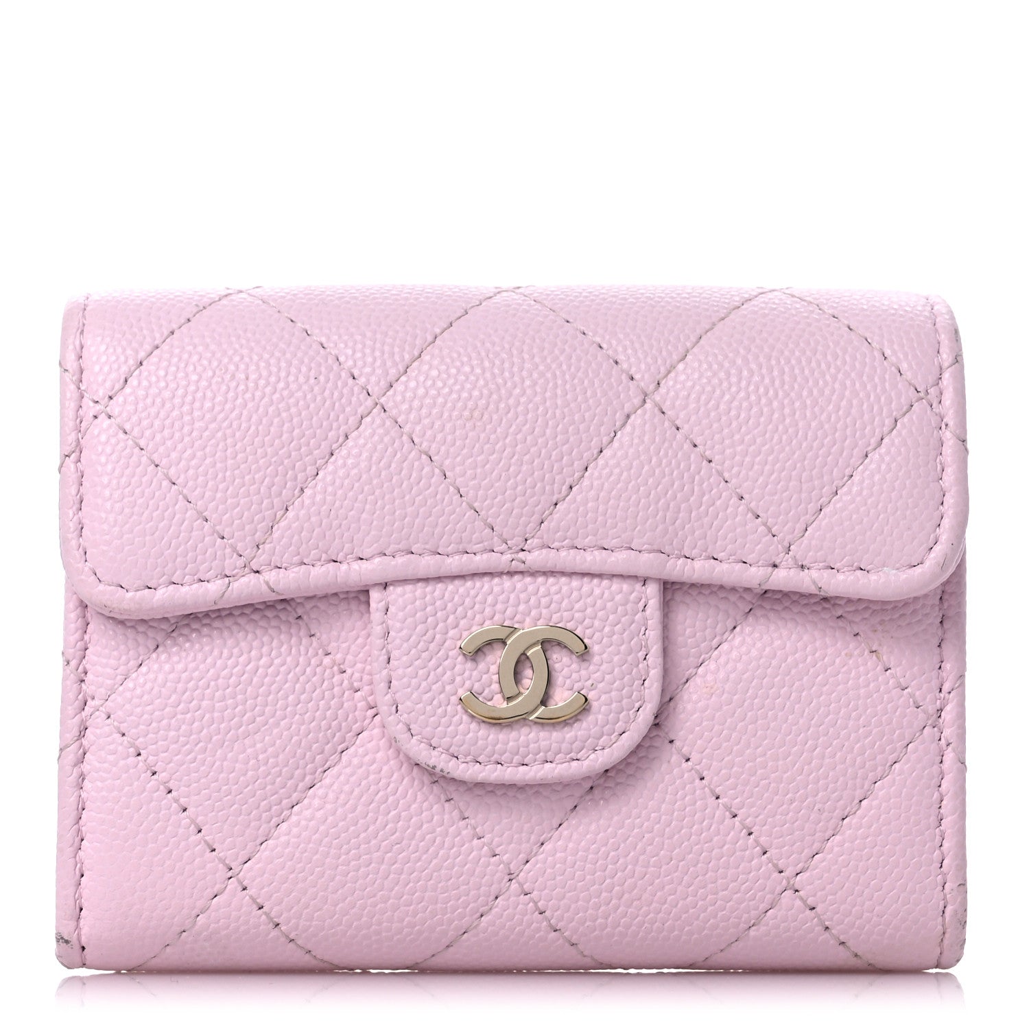 Chanel Caviar Quilted Flap Card Holder Wallet Light Pink 1 of 13