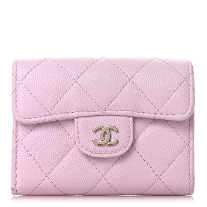 Chanel Caviar Quilted Flap Card Holder Wallet Light Pink 1 of 13