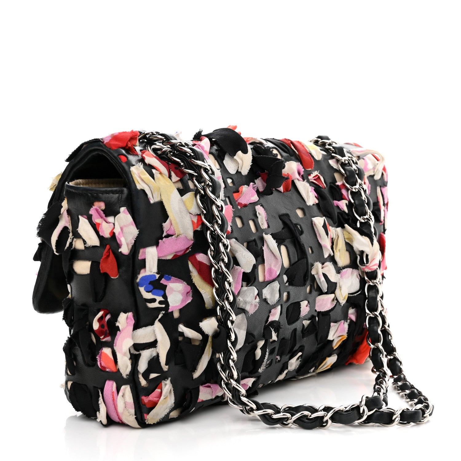 Chanel Silk Lambskin Ribbon Classic Flap Bag Black Multicolor 3 of 13