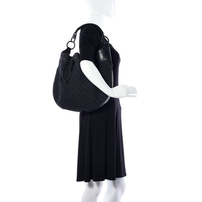 Gucci Monogram Drawstring Hobo Black 2 of 9