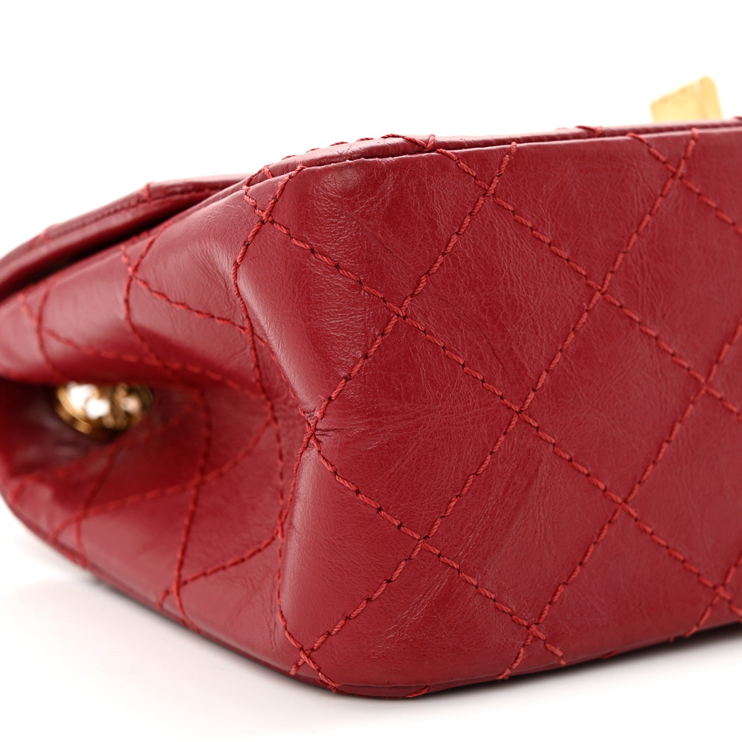 Aged Calfskin Quilted 2.55 Reissue Mini Flap Red