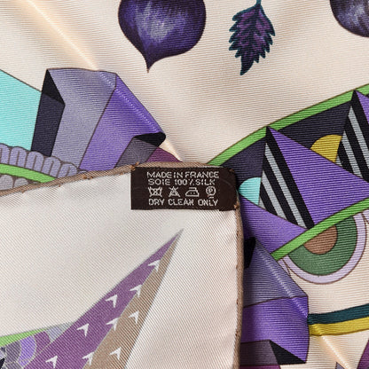 Hermes Silk L'Ombrelle Magique Scarf 90 Beige Rose Violet Parme 5 of 8