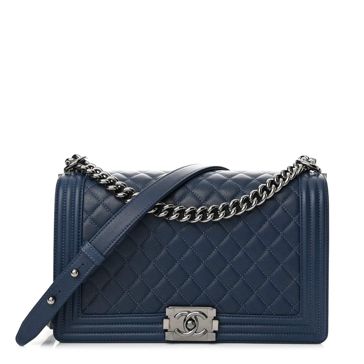 Caviar Quilted New Medium Boy Flap Blue