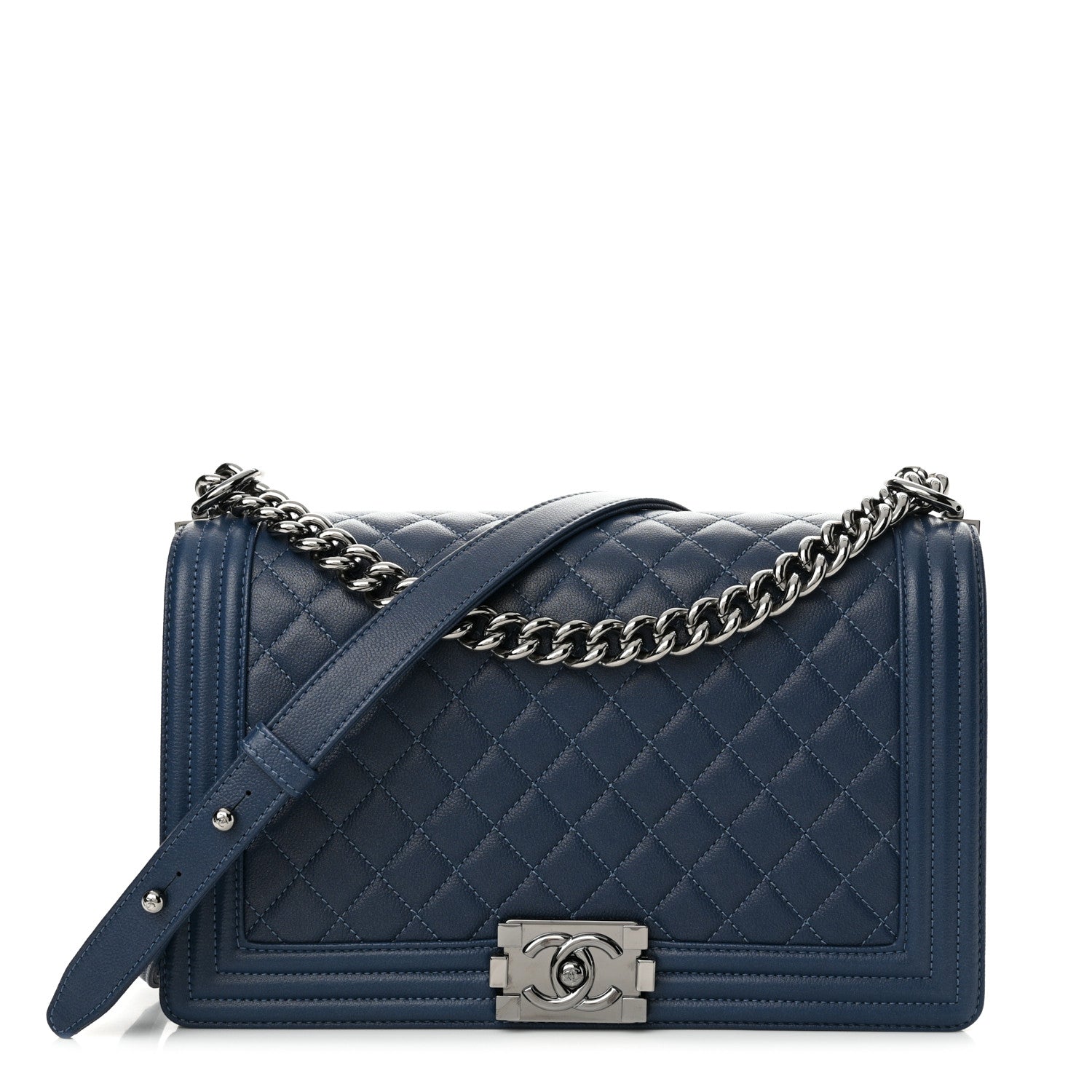 Chanel Caviar Quilted New Medium Boy Flap Blue 1 of 11