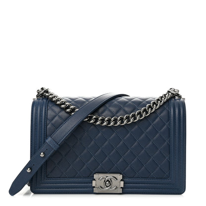 Chanel Caviar Quilted New Medium Boy Flap Blue 1 of 11