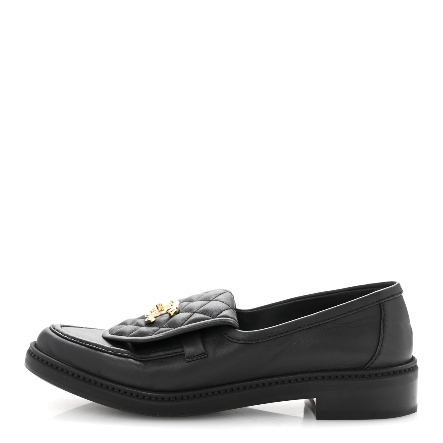 Lambskin Quilted CC Turnlock Loafers 38.5 Black