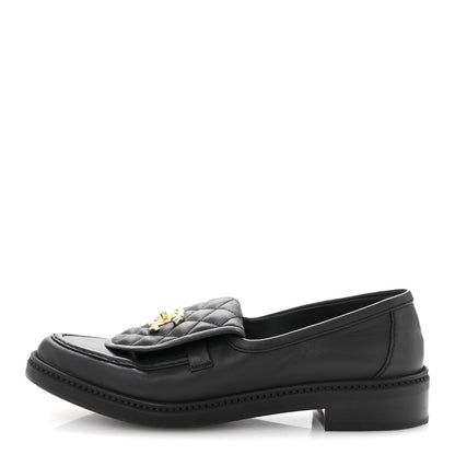 Chanel Lambskin Quilted CC Turnlock Loafers 38.5 Black 1 of 10