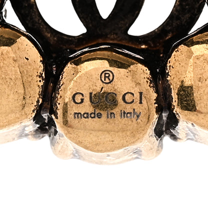Gucci Crystal Embellished Double G Necklace Aged Gold 6 of 6