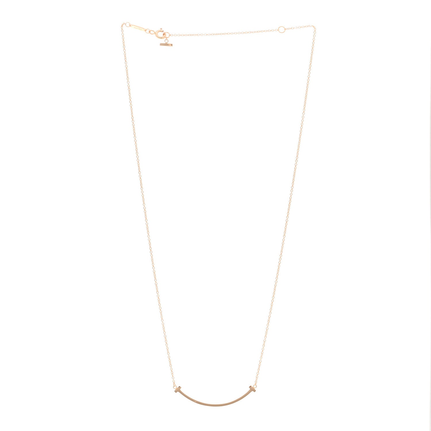 Tiffany 18K Rose Gold Small T Smile Pendant Necklace 3 of 5