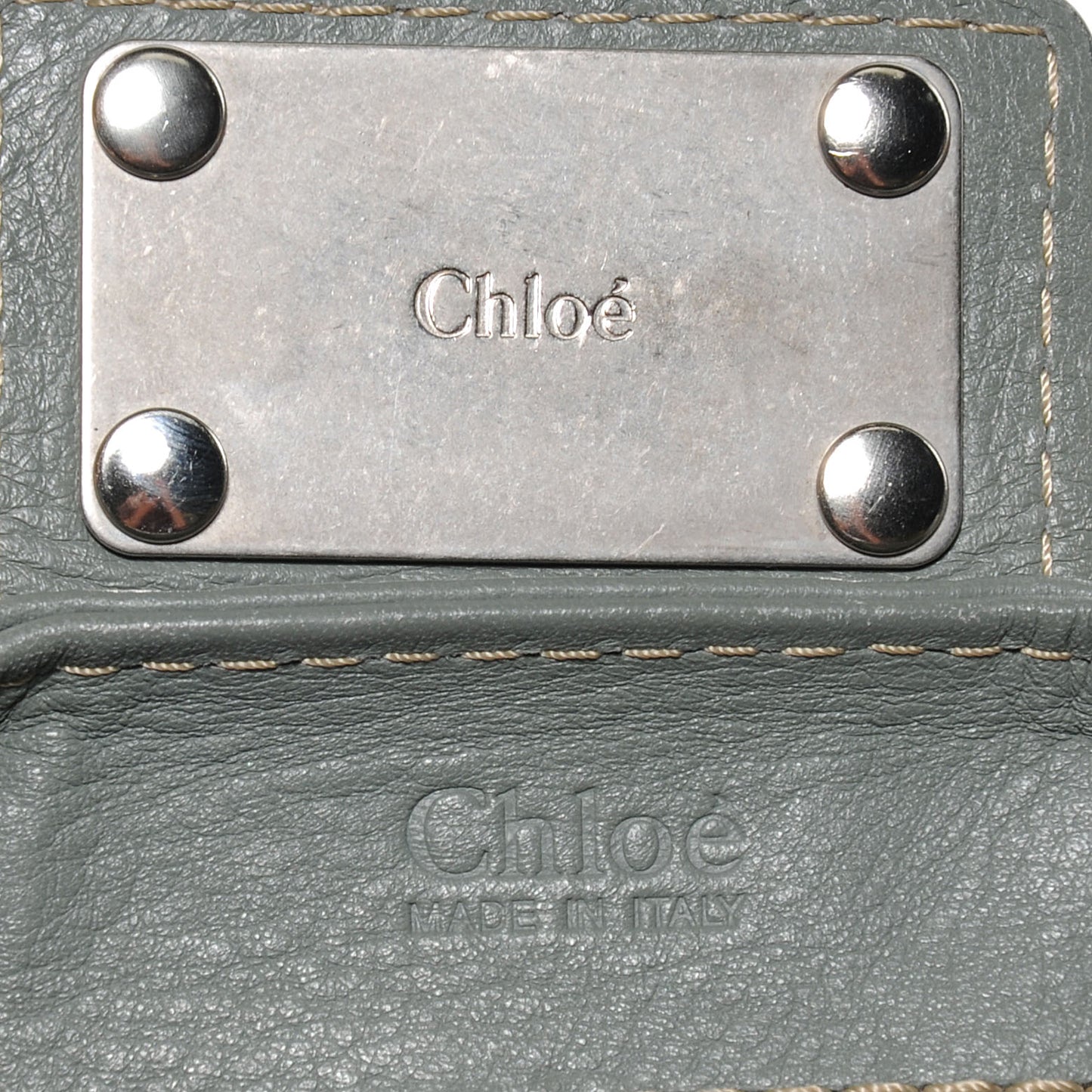 Leather Paddington Front Pocket Tote Gris Vert