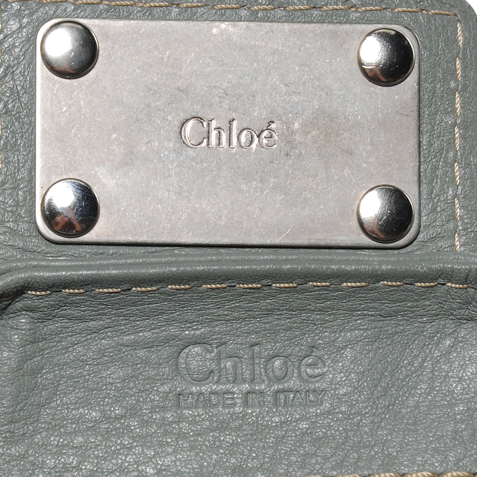 Chloe Leather Paddington Front Pocket Tote Gris Vert 5 of 8