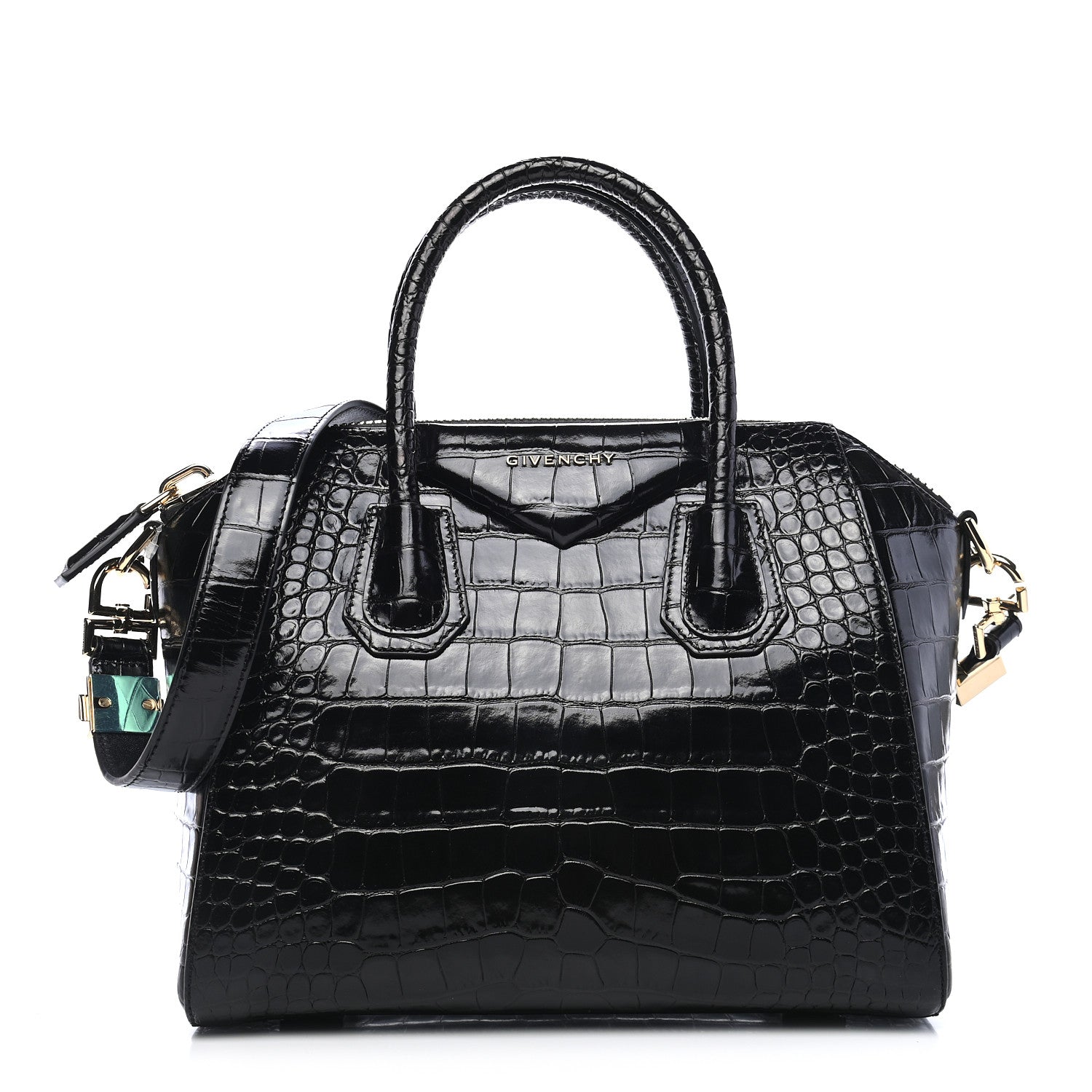 Givenchy Calfskin Crocodile Embossed Small Antigona Black 1 of 9