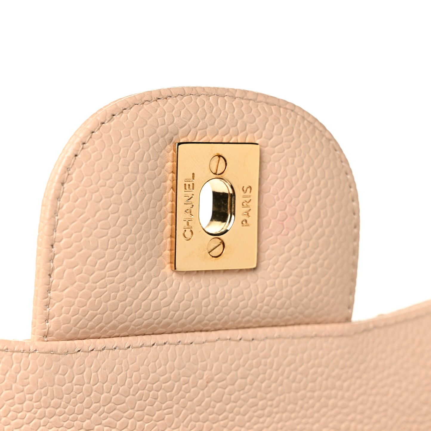 Caviar Quilted Jumbo Double Flap Beige Clair