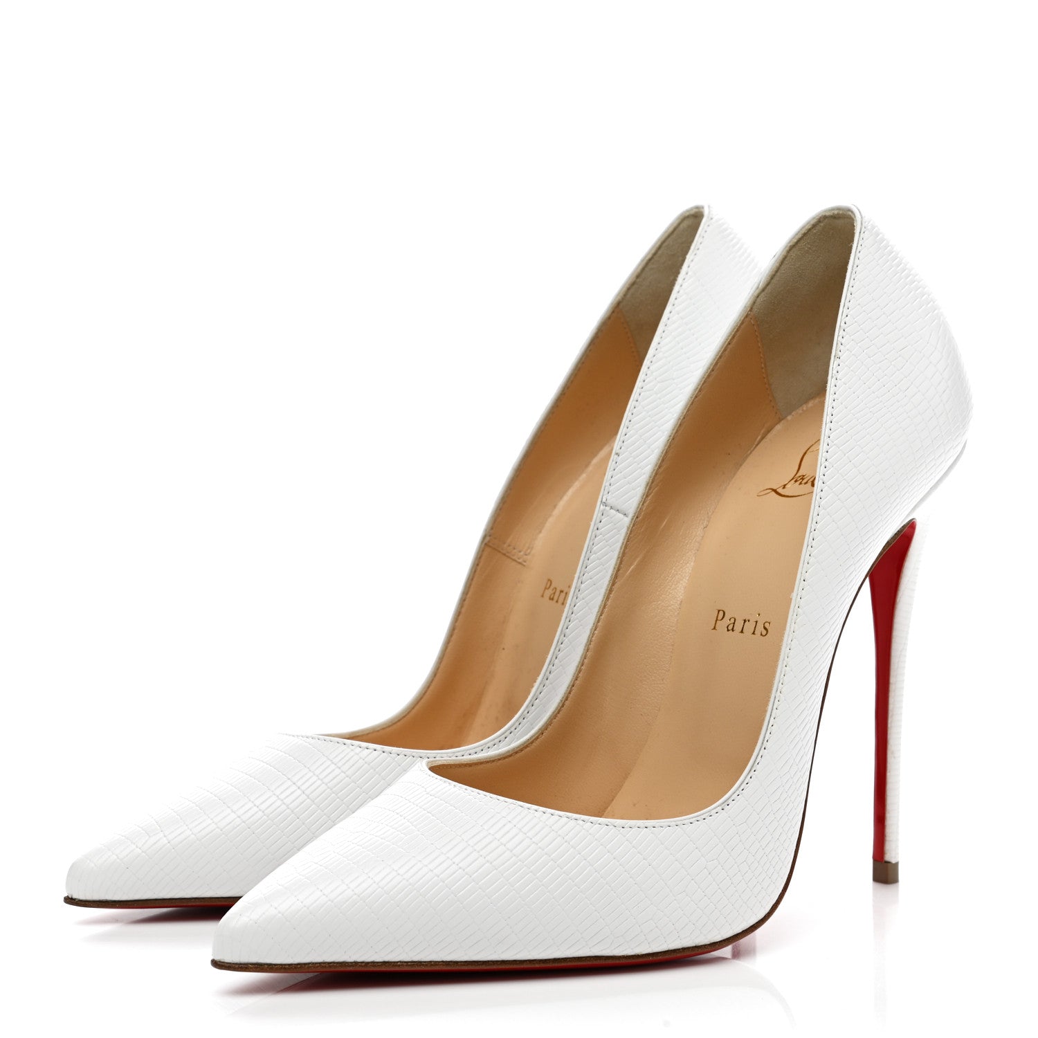 Christian Louboutin Calfskin Lizard Embossed So Kate 120 Pumps 39 White 3 of 7