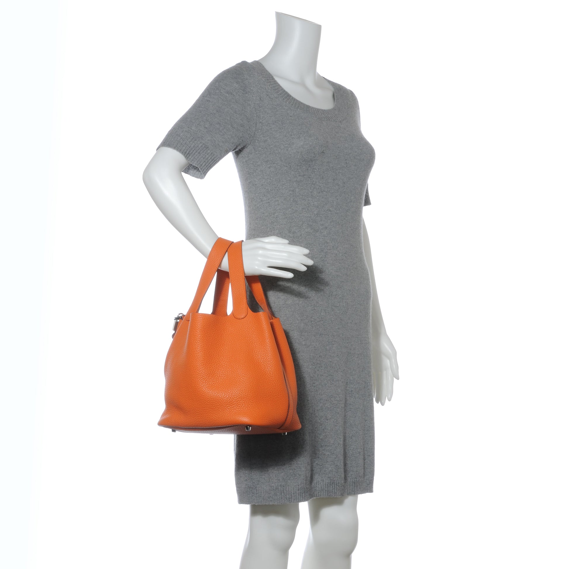 Hermes Taurillon Clemence Picotin Lock MM Orange 2 of 7