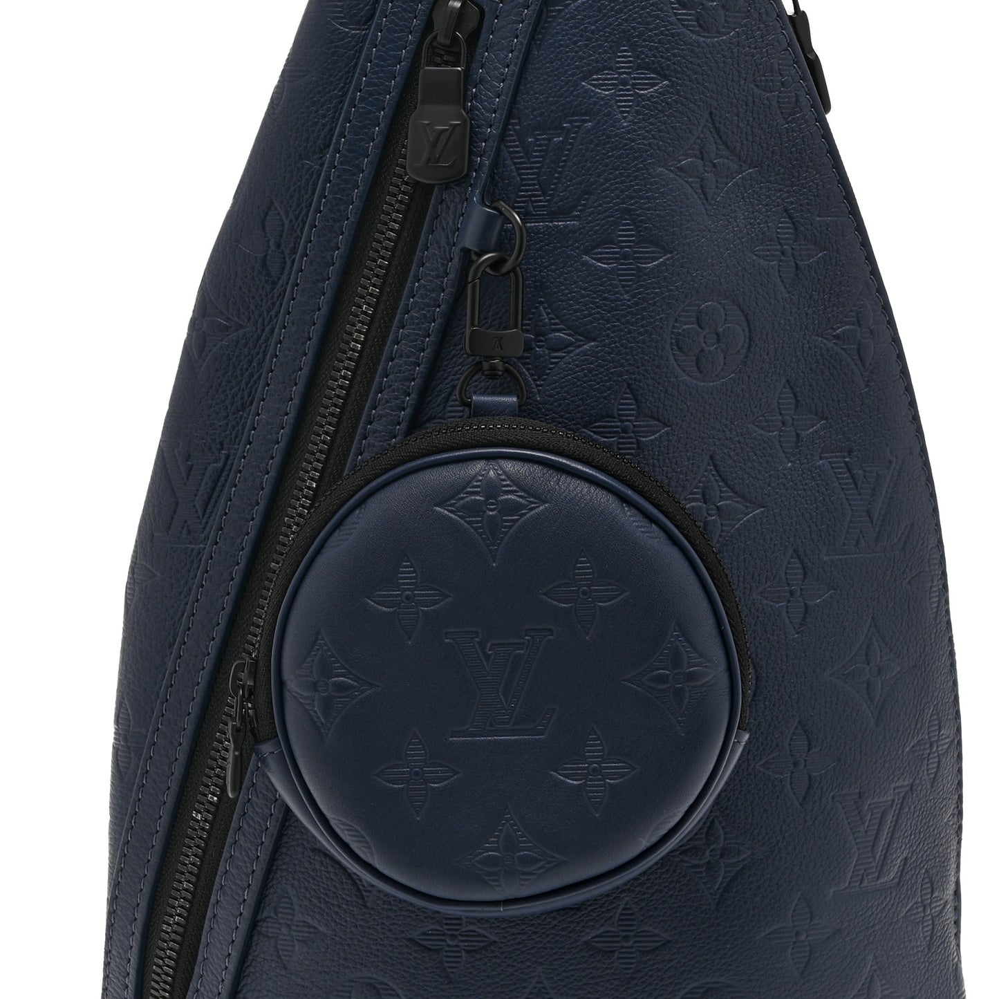 Calfskin Shadow Monogram Duo Slingbag Navy