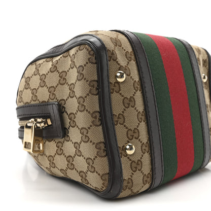 Gucci Monogram Vintage Web Small Boston Dark Brown 9 of 10