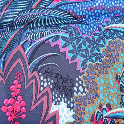 Hermes Silk Mountain Zebra Scarf 90 Turquoise Fuchsia Cobalt 7 of 9