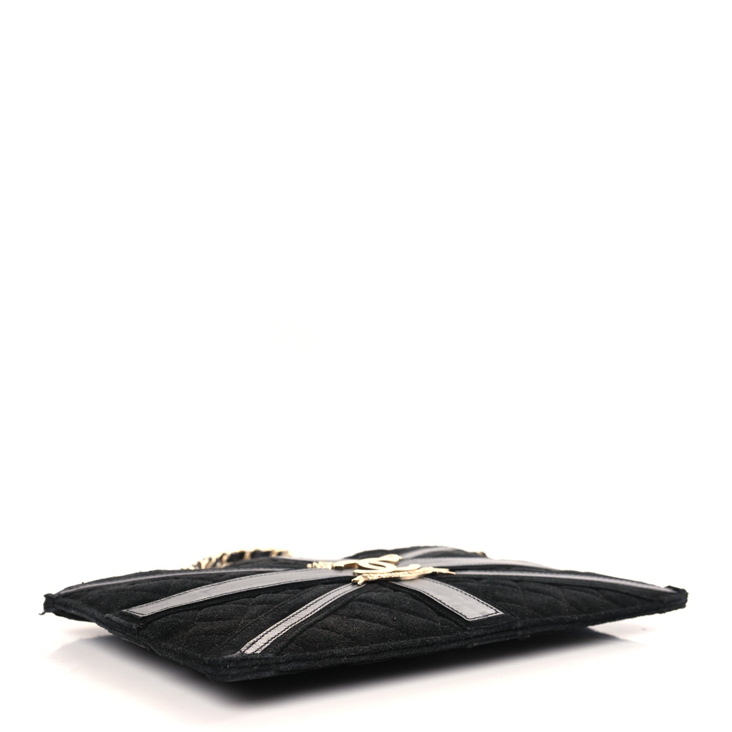 Chanel Suede Union Jack Clutch Black 4 of 10