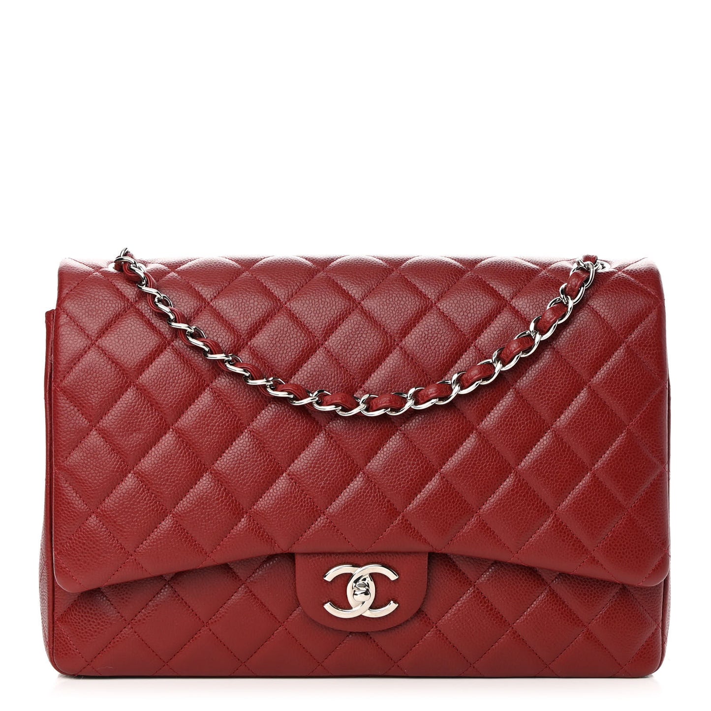Caviar Quilted Maxi Double Flap Red