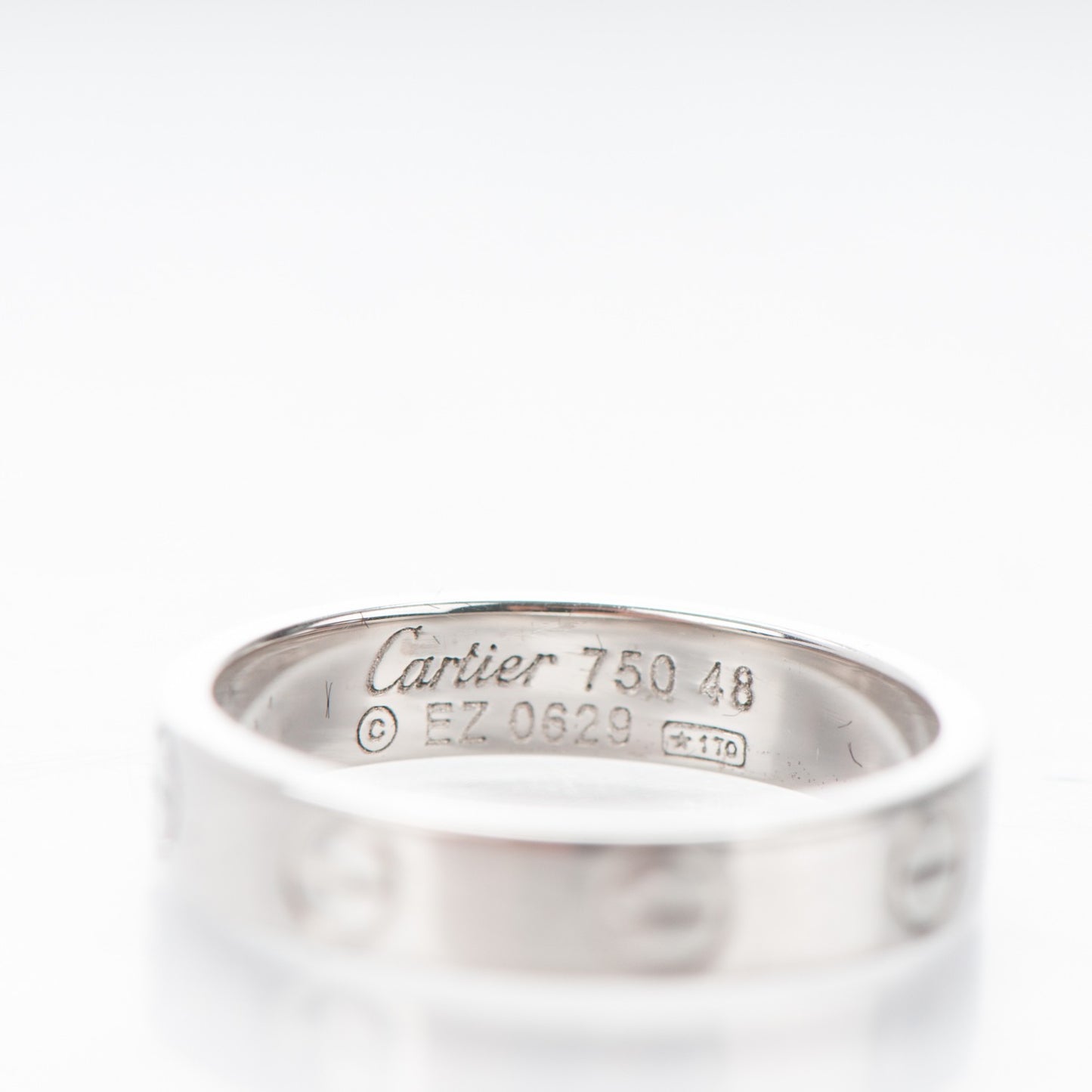 18K White Gold 4mm LOVE Wedding Band Ring 48 4.5
