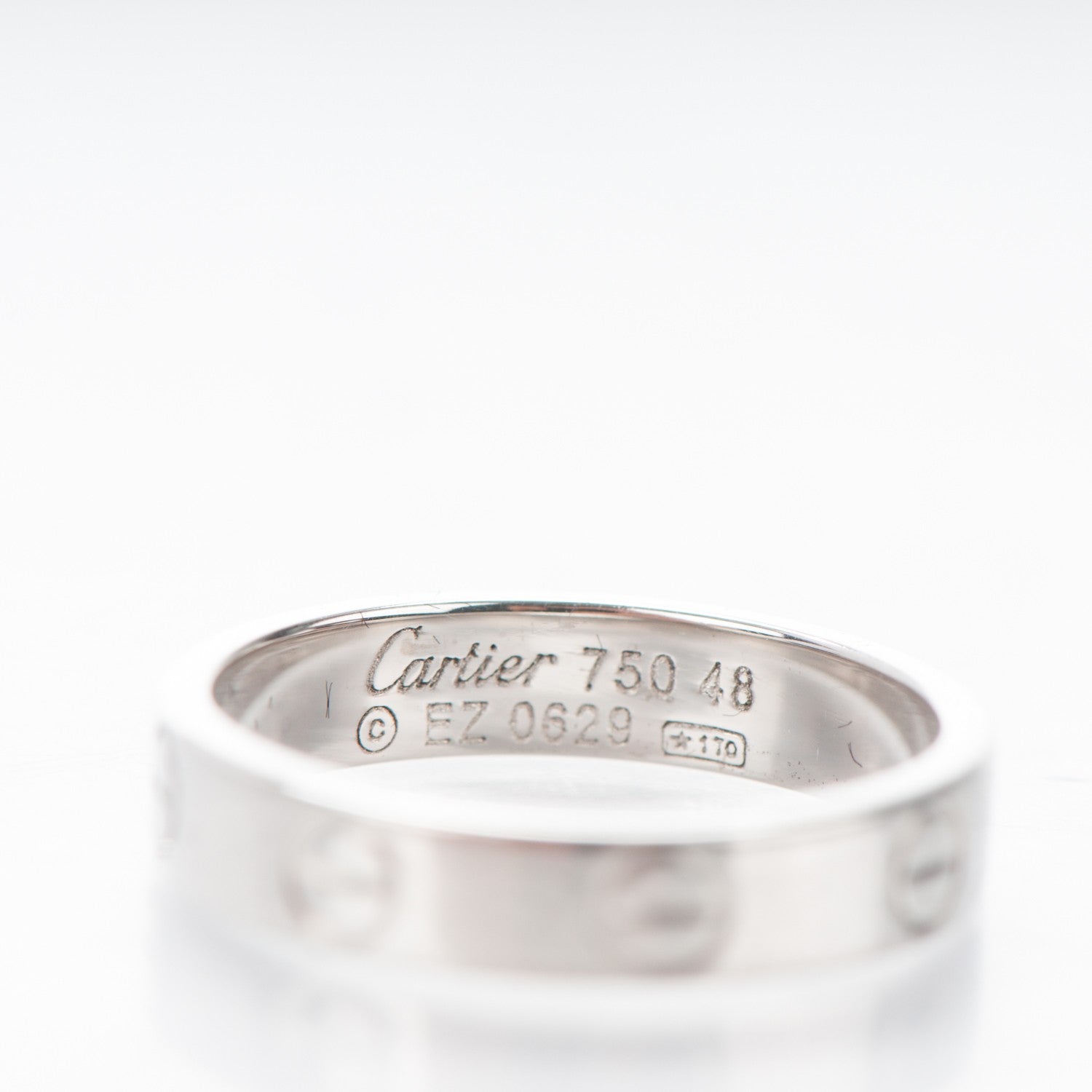 Cartier 18K White Gold 4mm LOVE Wedding Band Ring 48 4.5 4 of 4