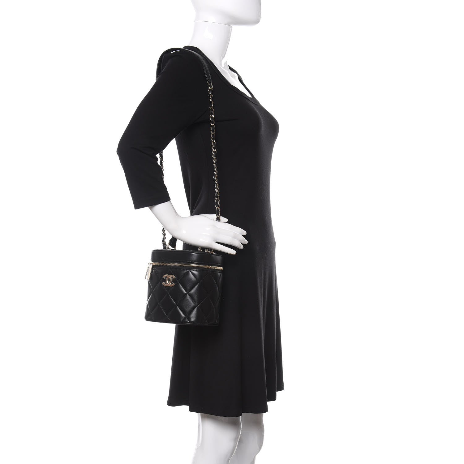 Chanel Lambskin Quilted Trendy Vanity Case Black 2 of 10