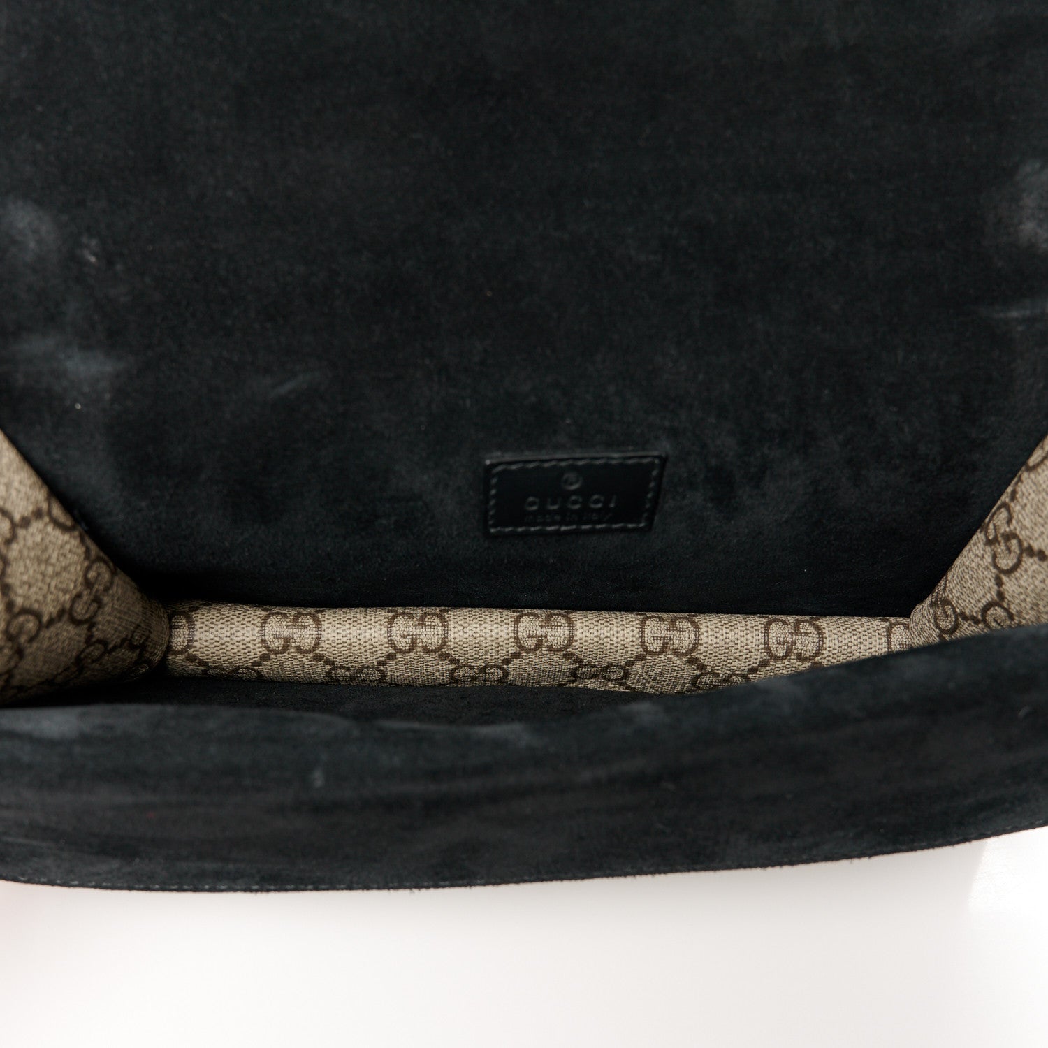 Gucci GG Supreme Monogram Suede Crystal Small Dionysus Shoulder Bag Beige Ebony Black 5 of 10