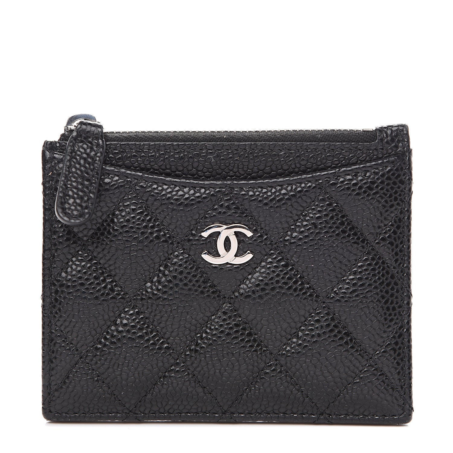 Chanel Caviar Quilted CC Zip Card Holder Black 1 of 6